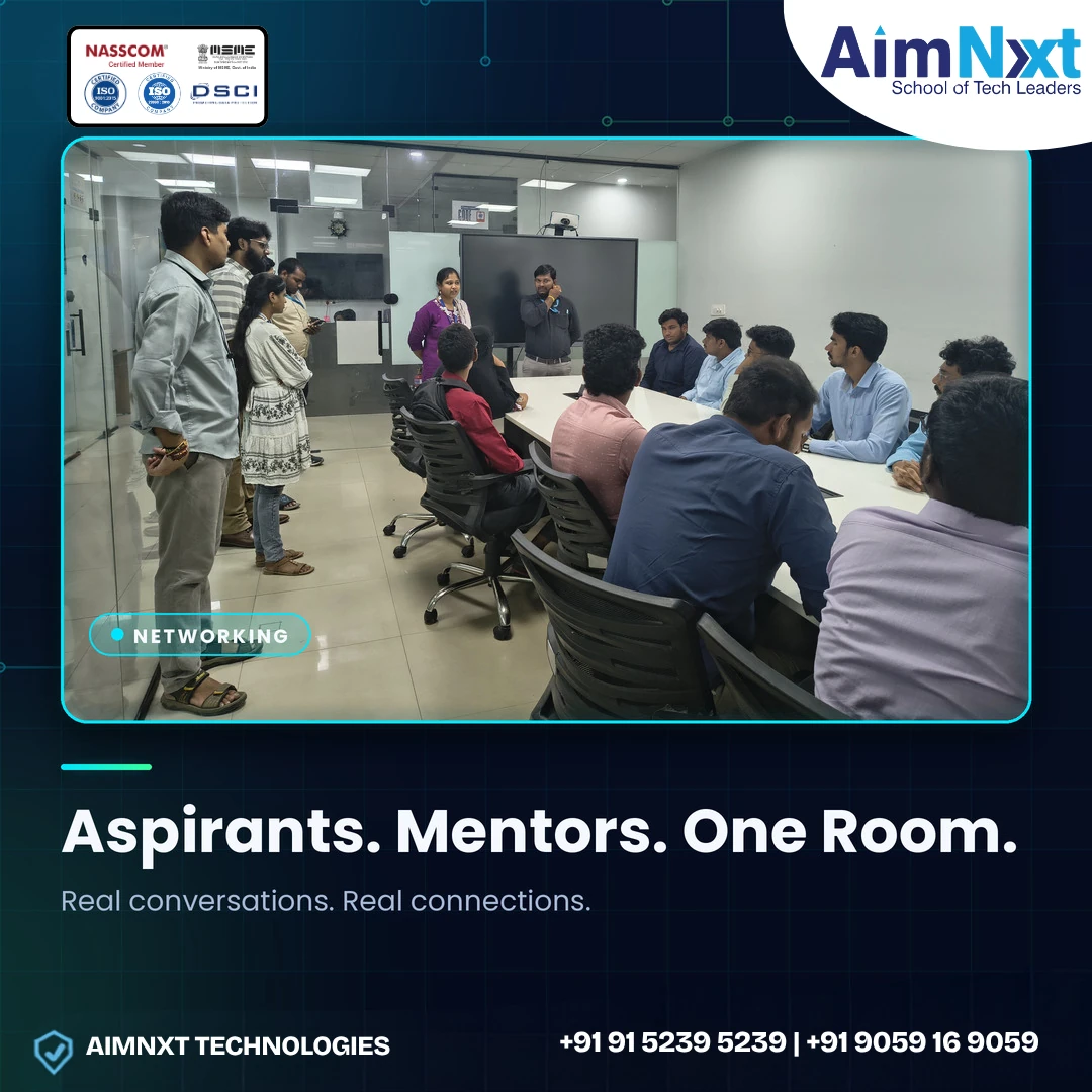 Candidates interacting with mentors at AimNxt Networking Walk-In Drive