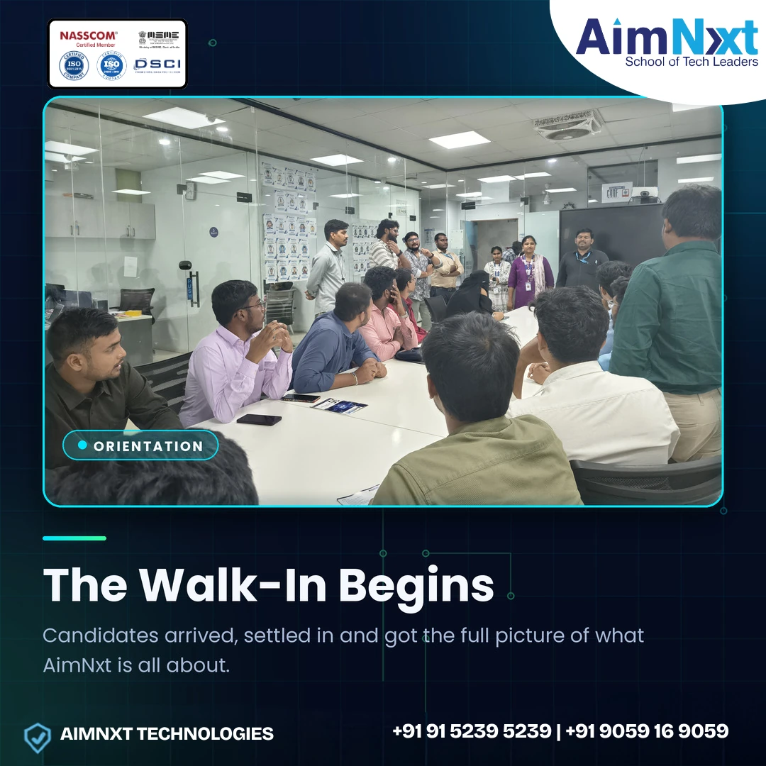 Candidates attending orientation at AimNxt Networking Walk-In Drive