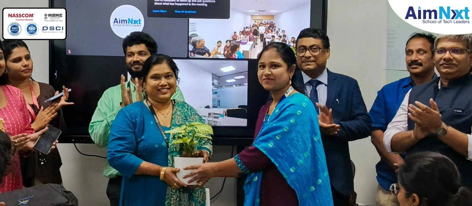 ICMAI Placement Drive appreciation ceremony at AimNxt with guests and team members