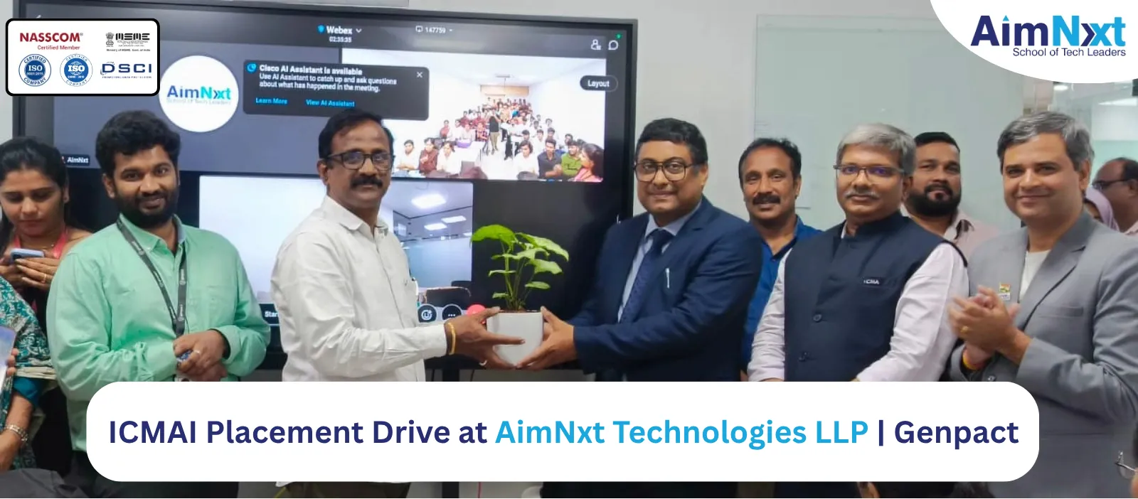 ICMAI Placement Drive ceremony at AimNxt with team members and guests